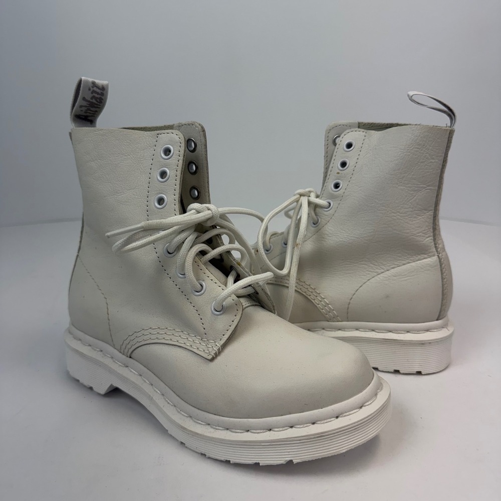 Dr. Martens 1460 Pascal Mono White Virginia Leather Boots Womens 5 US L 36 EU